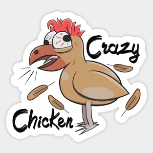 Crazy Shocked Farm Chicken Funny Cartoon White Sticker